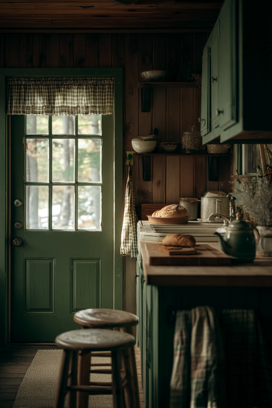 Cottage-Style Forest Green Kitchen Nook