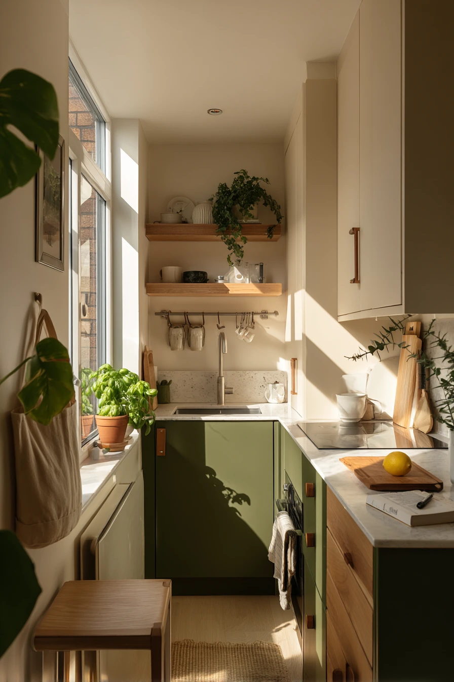 Small Apartment Forest Green Galley