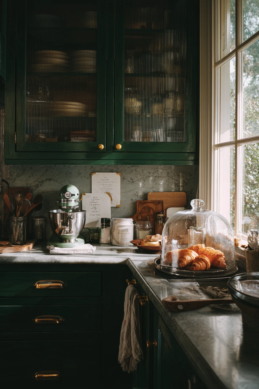 Baker’s Corner with Forest Green Cabinets