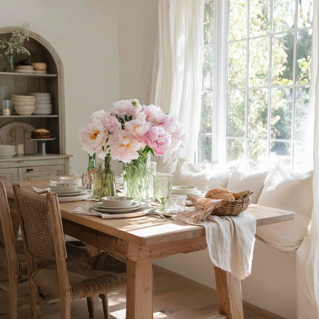 Fresh Spring Dining Room with Garden Clippings