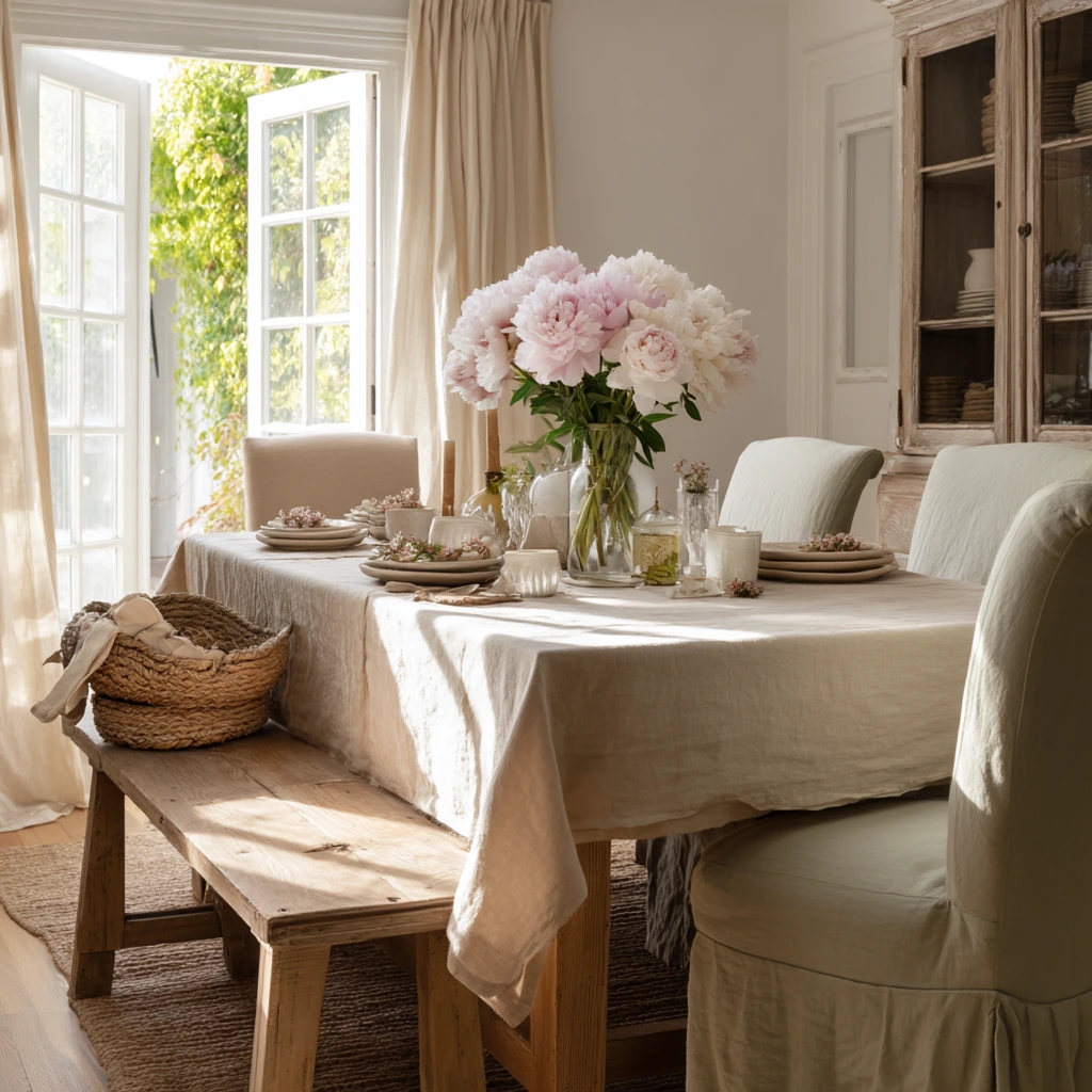 Fresh Spring Dining Room with Garden Clippings