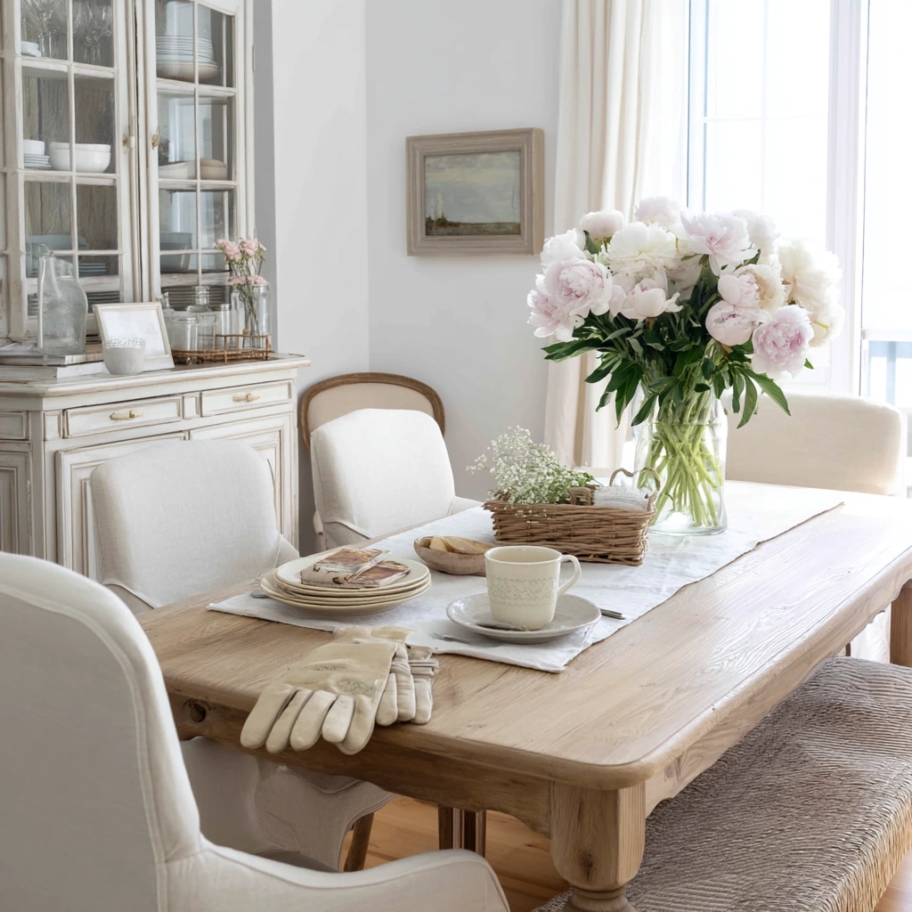 Fresh Spring Dining Room with Garden Clippings