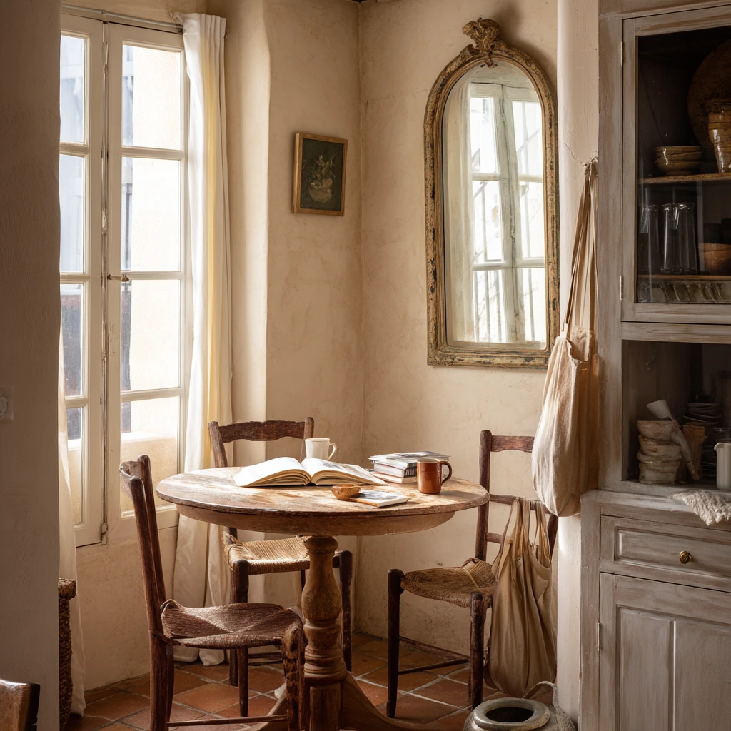 Compact Cottage Dining Nook for Apartment Living