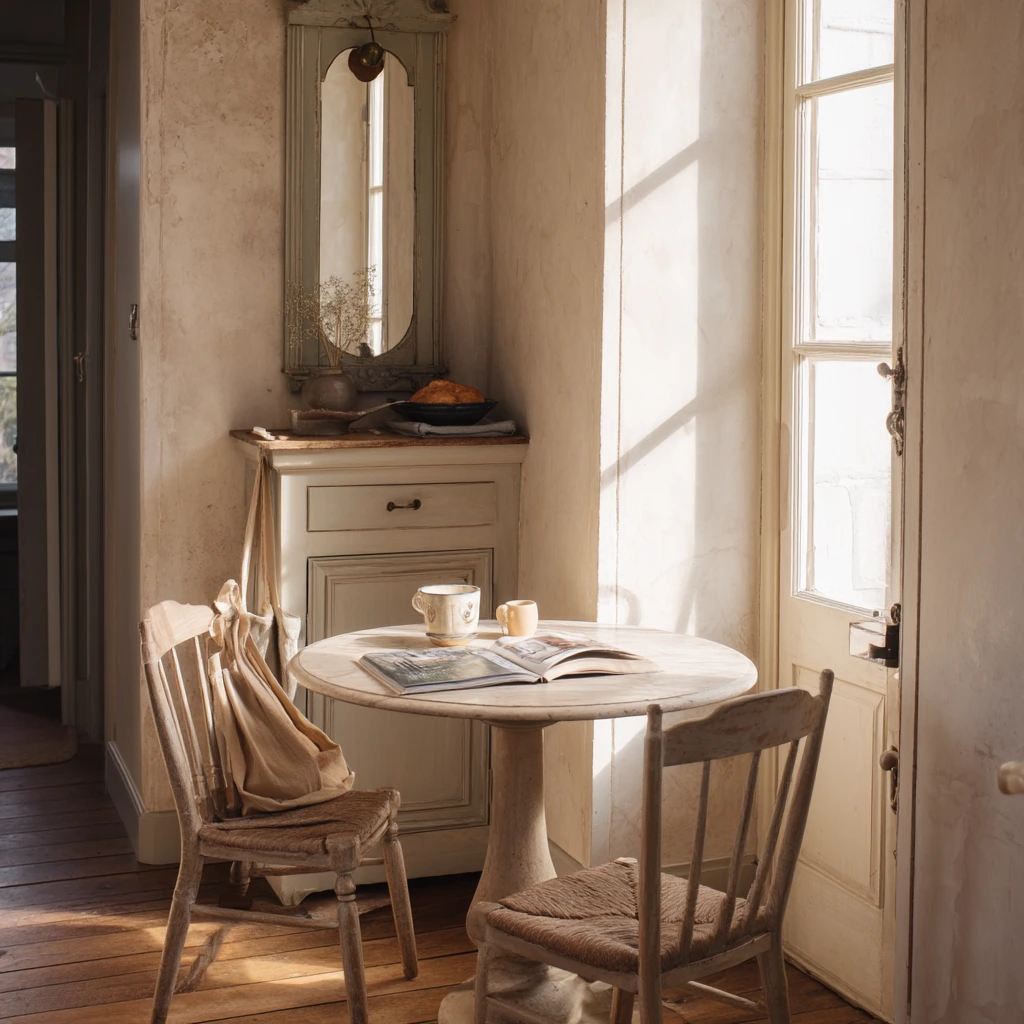 Compact Cottage Dining Nook for Apartment Living