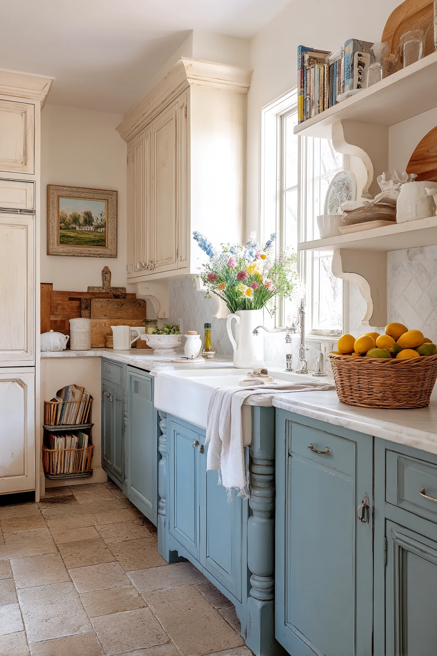 Rustic Blue and Cream Kitchen Refresh