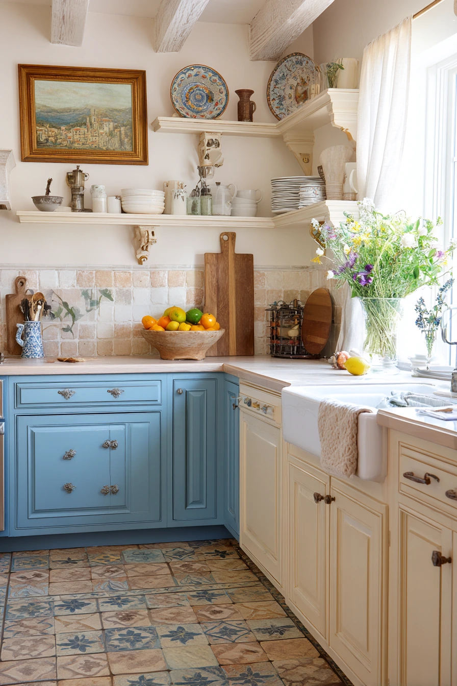Rustic Blue and Cream Kitchen Refresh
