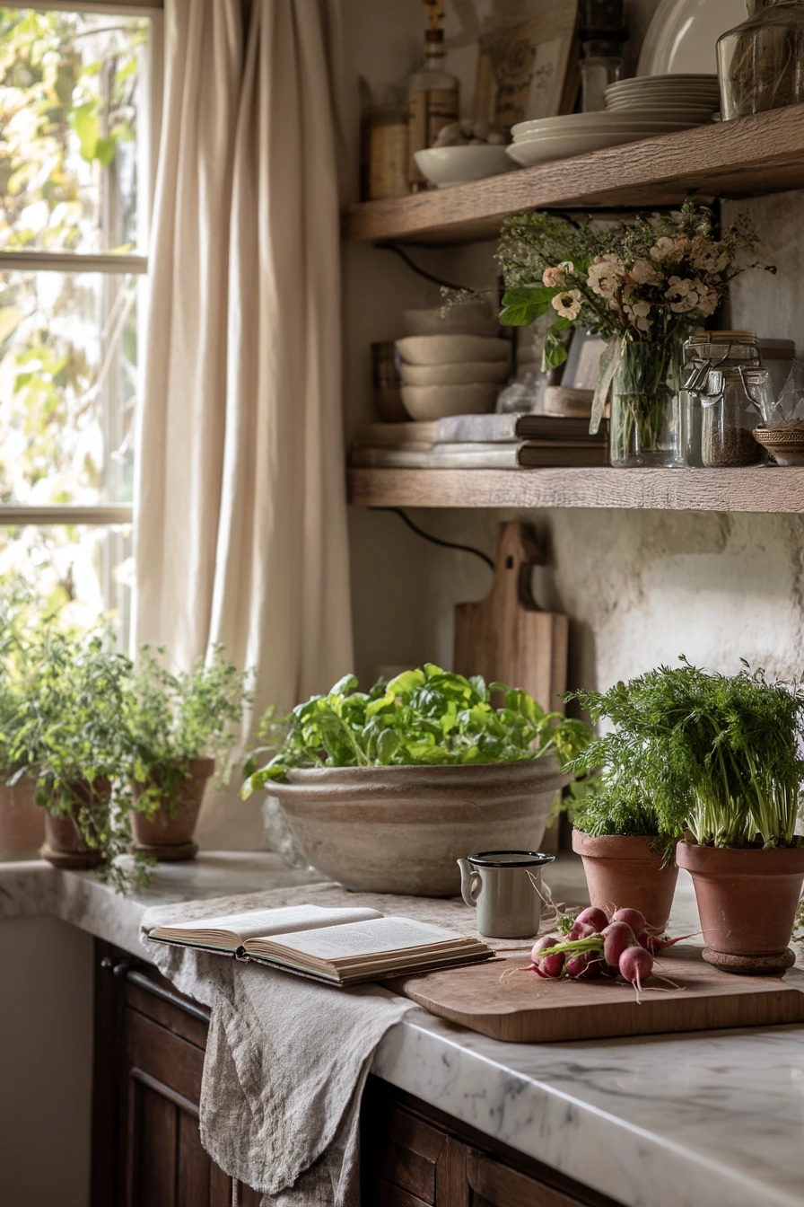 Seasonal Herbs and Market Flowers