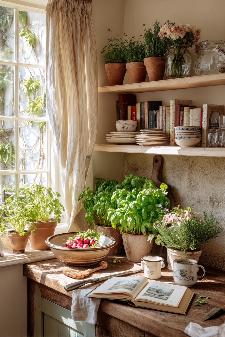 Seasonal Herbs and Market Flowers