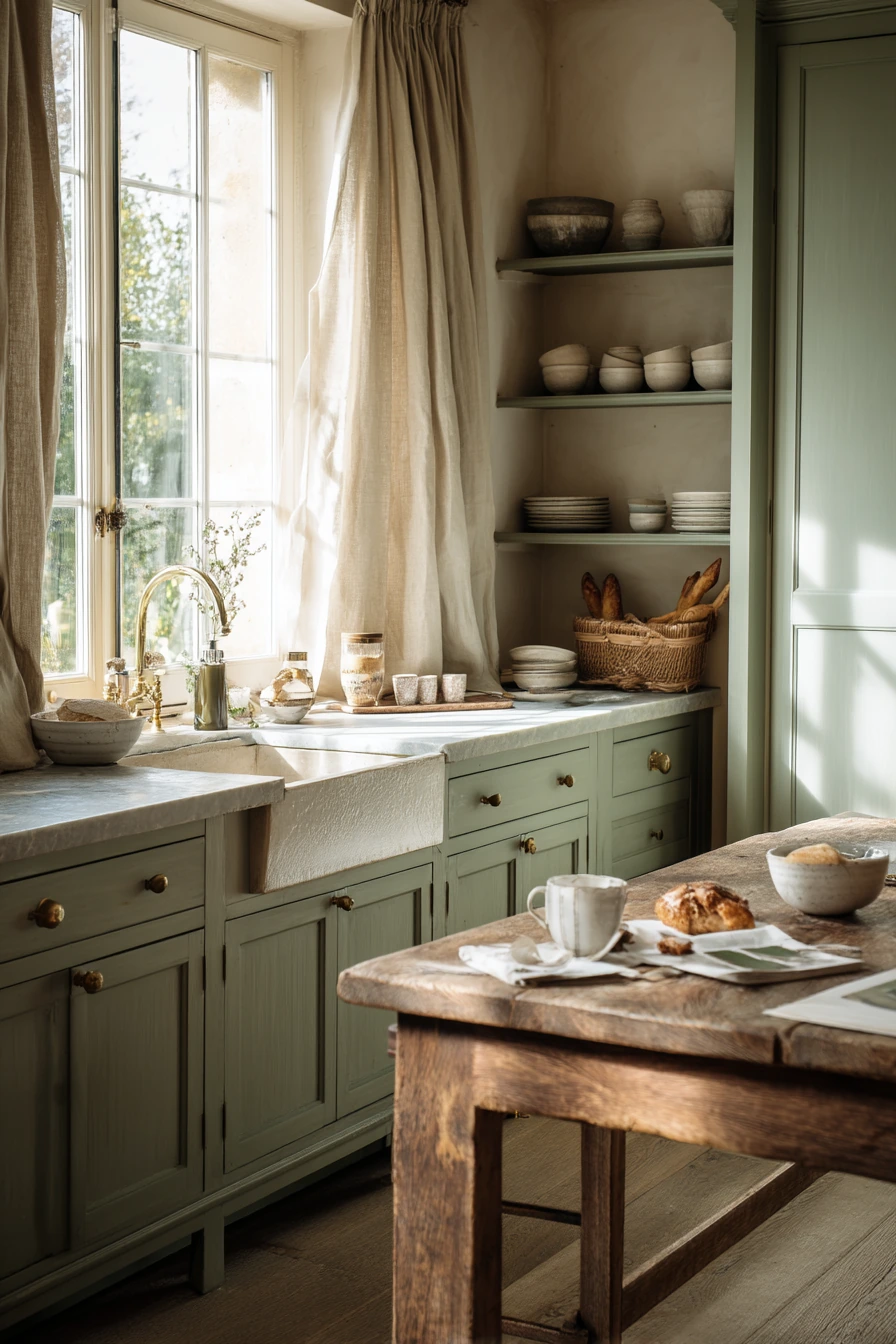 Sunlit Family Kitchen with Painted Cabinets