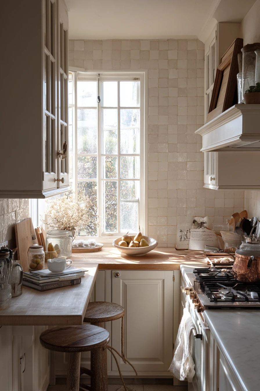 Small Cottage Kitchen with Quiet Storage