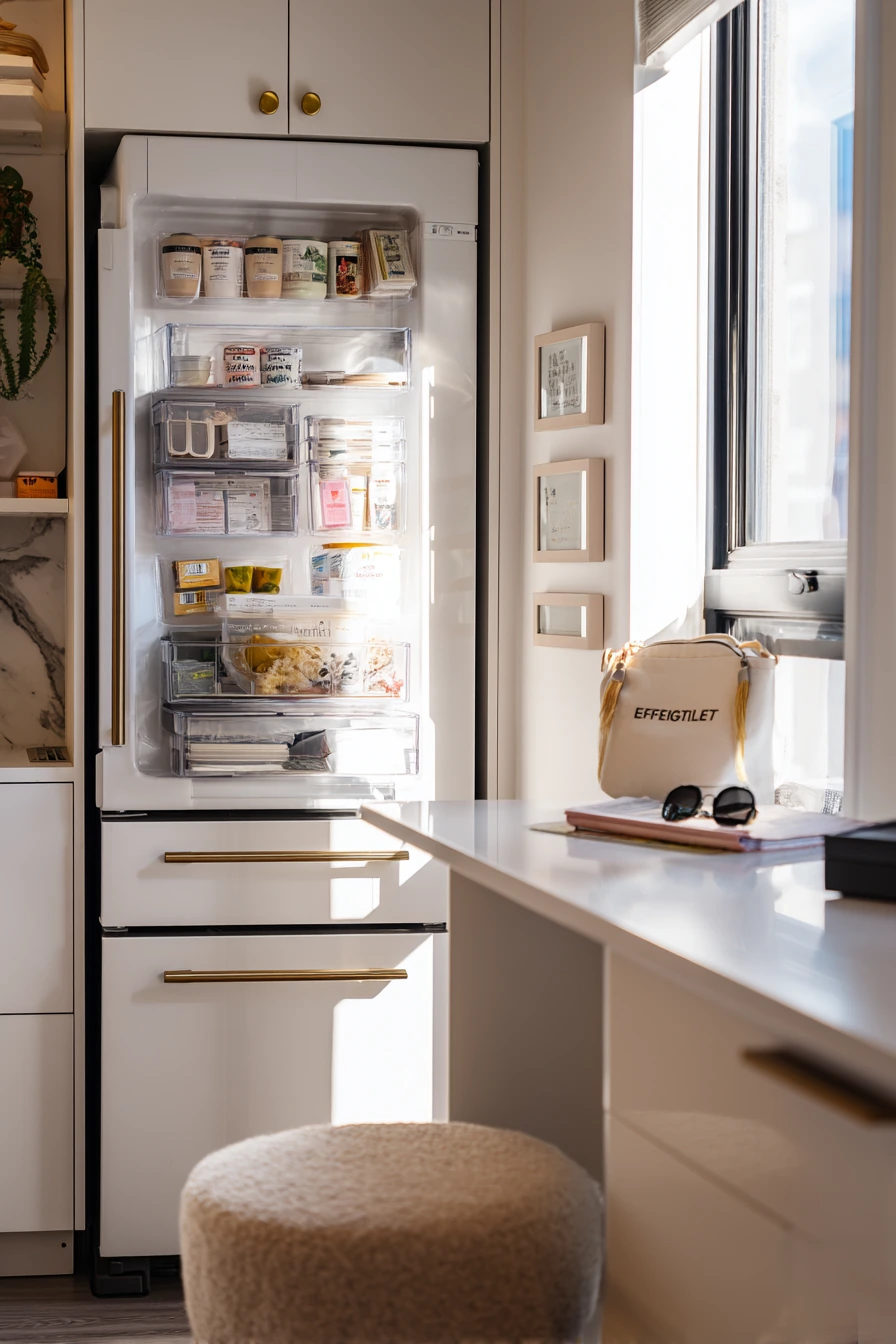 Tiny Fridge in a Studio Kitchen