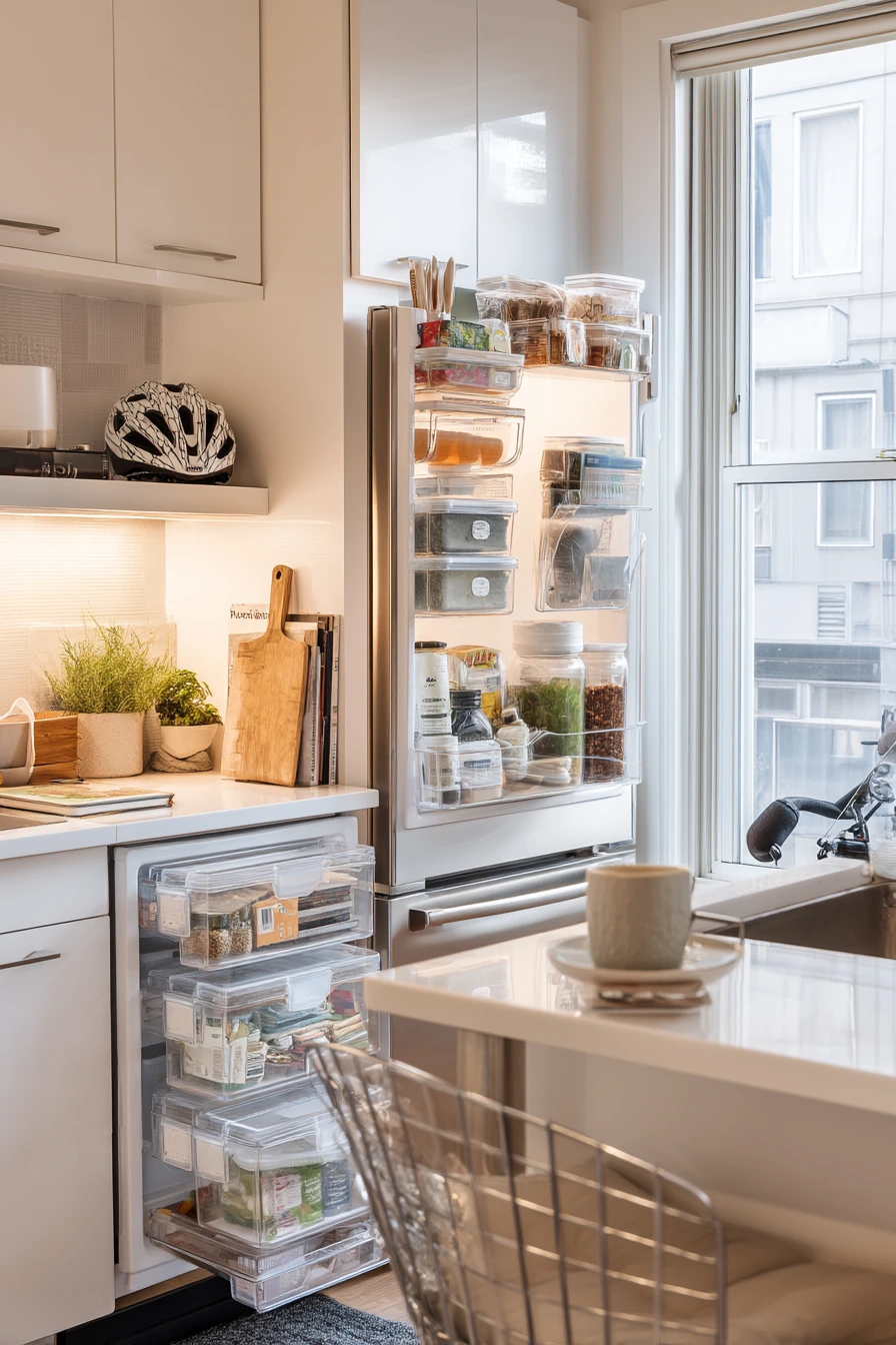 Small Apartment Fridge Organization