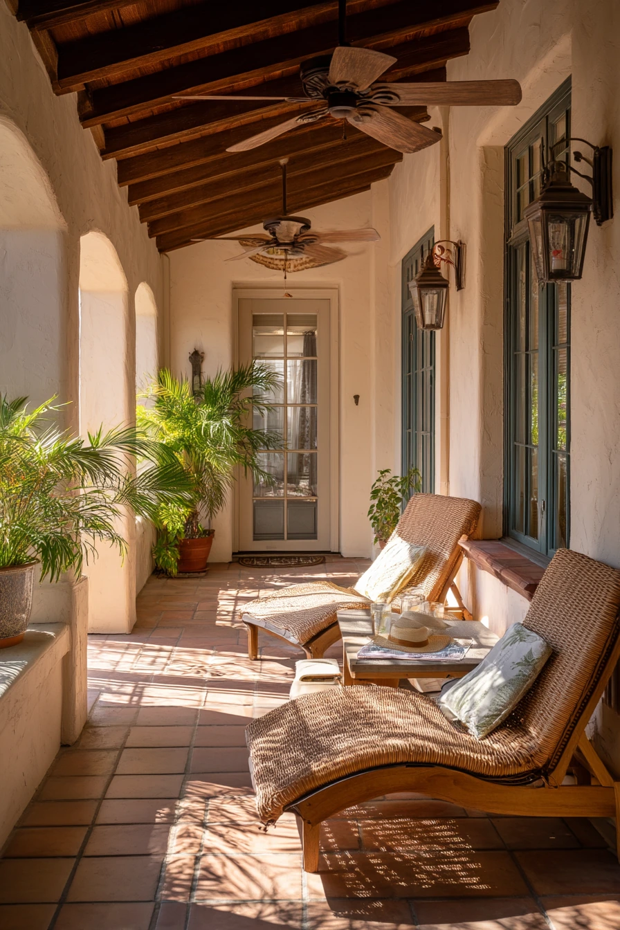 Porch Roof with Ceiling Fans for Hot Climates