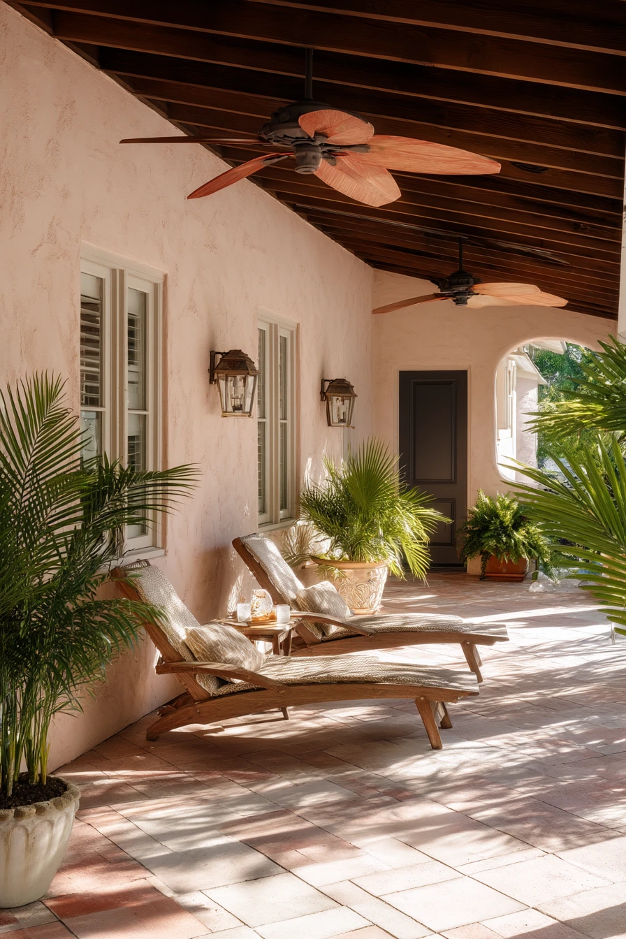 Porch Roof with Ceiling Fans for Hot Climates