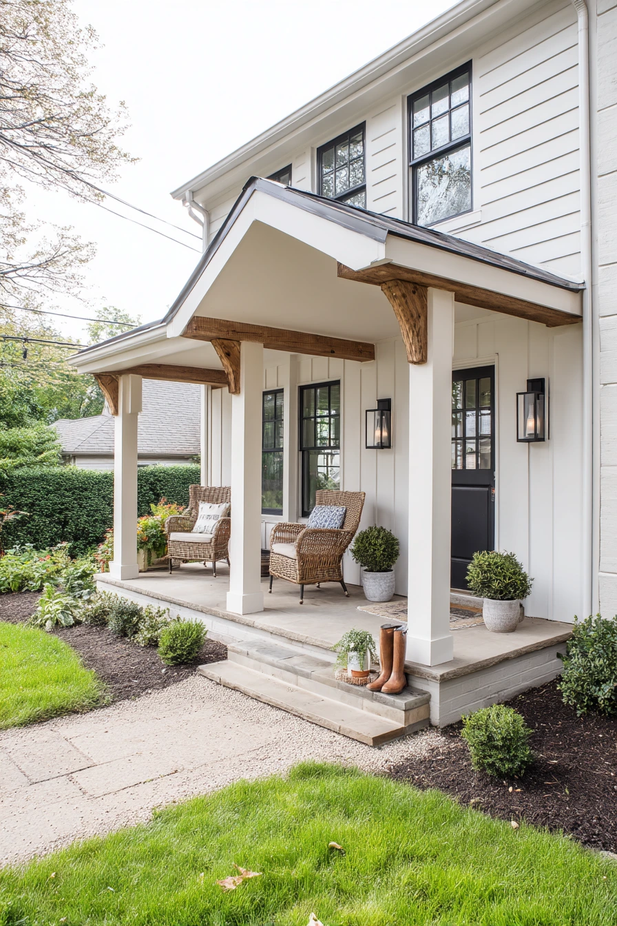 Covered Front Porch Roof for a Family Home