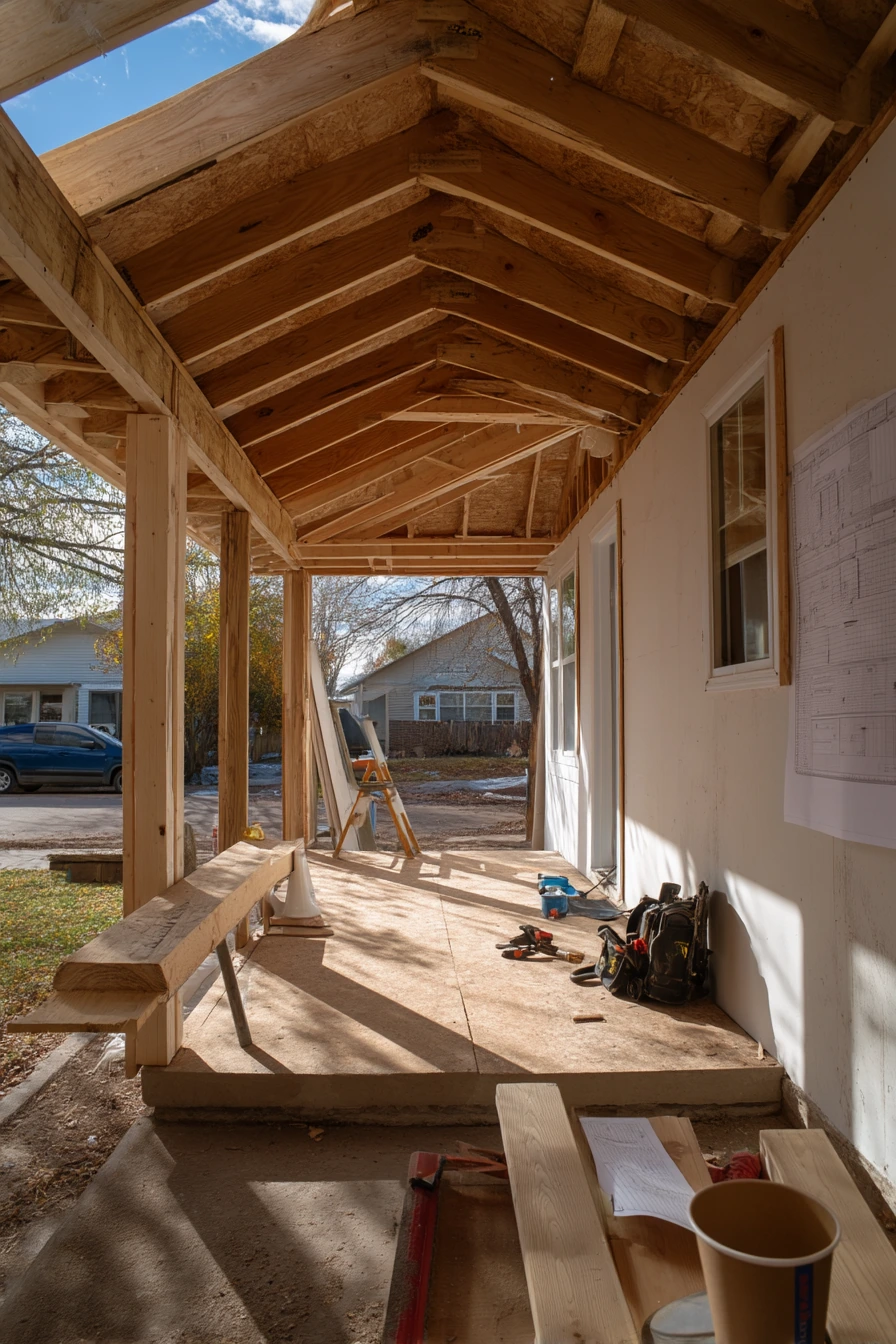 DIY Porch Roof Addition in Progress