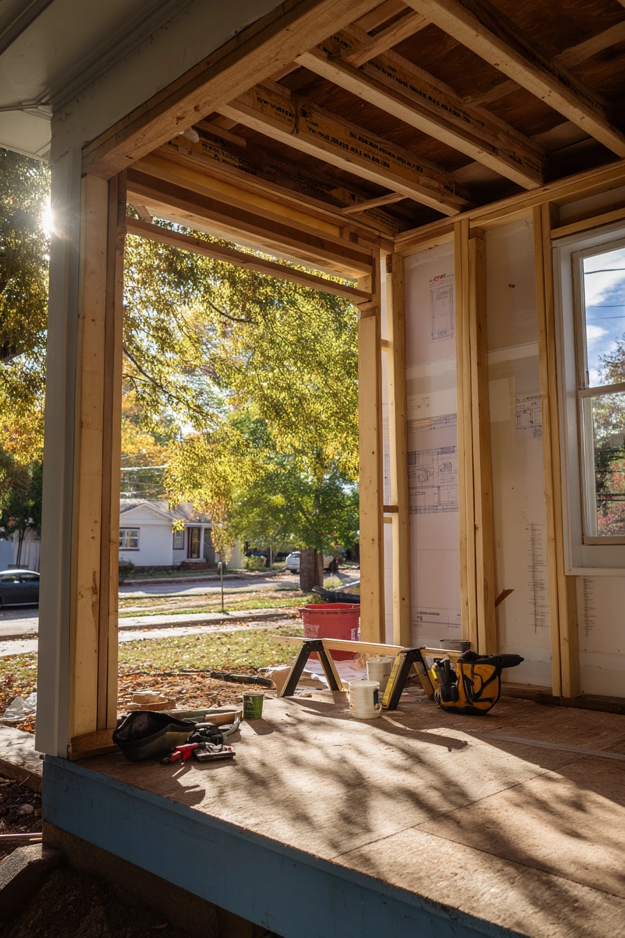 DIY Porch Roof Addition in Progress