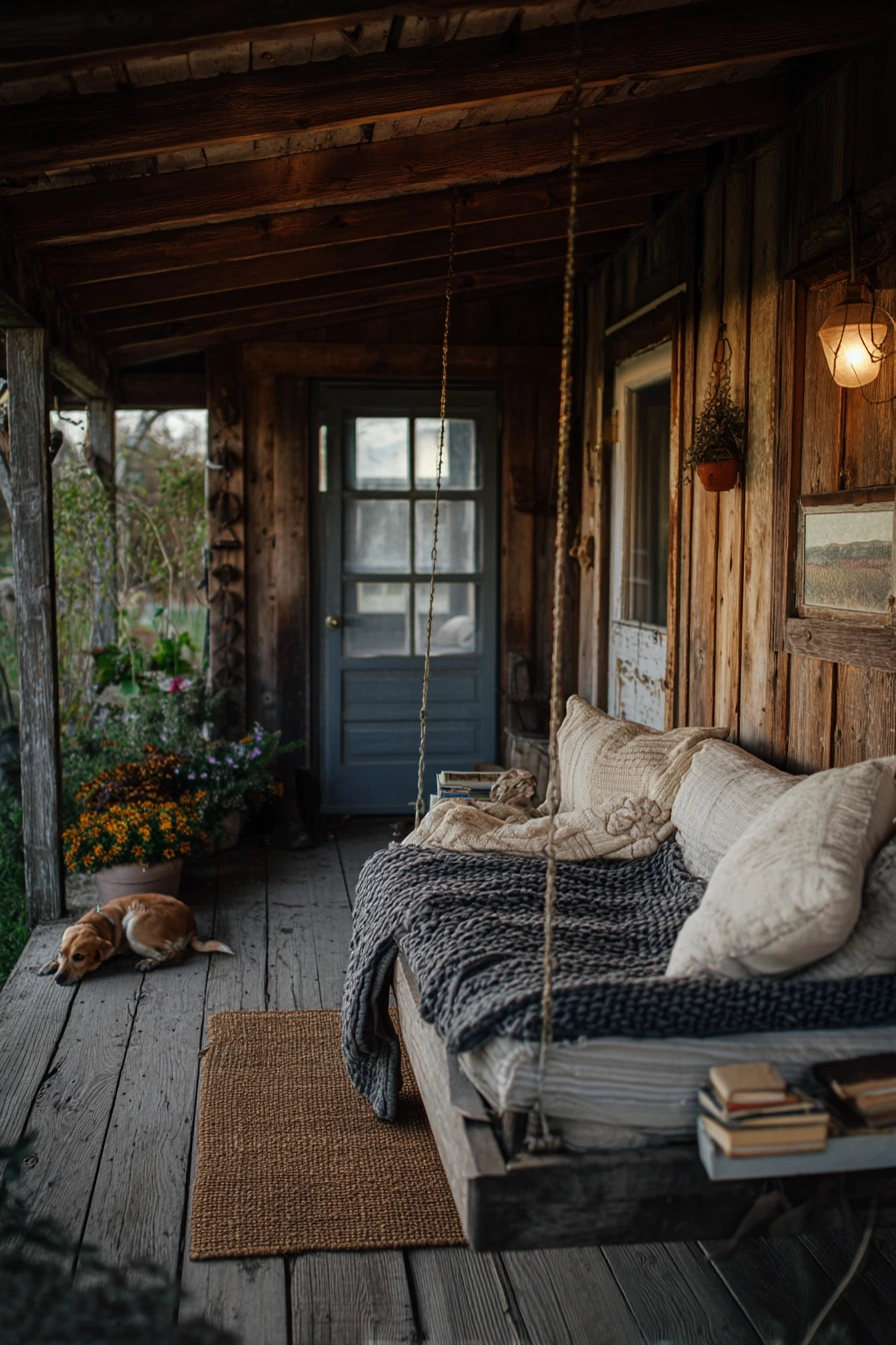 Farmhouse Porch Swing with Evening Tea