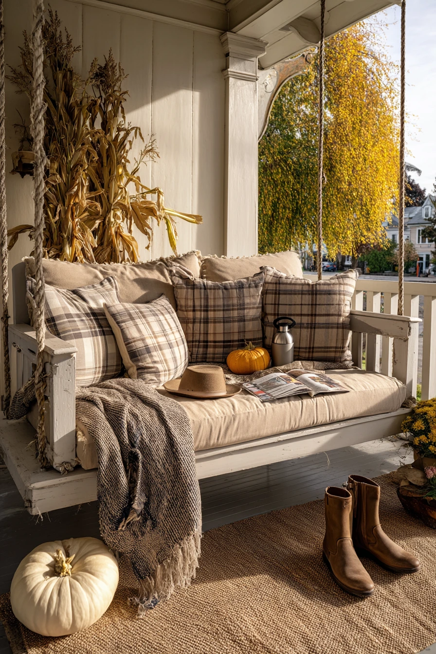 Seasonal Fall Porch Swing Moment