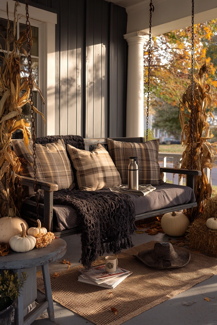 Seasonal Fall Porch Swing Moment