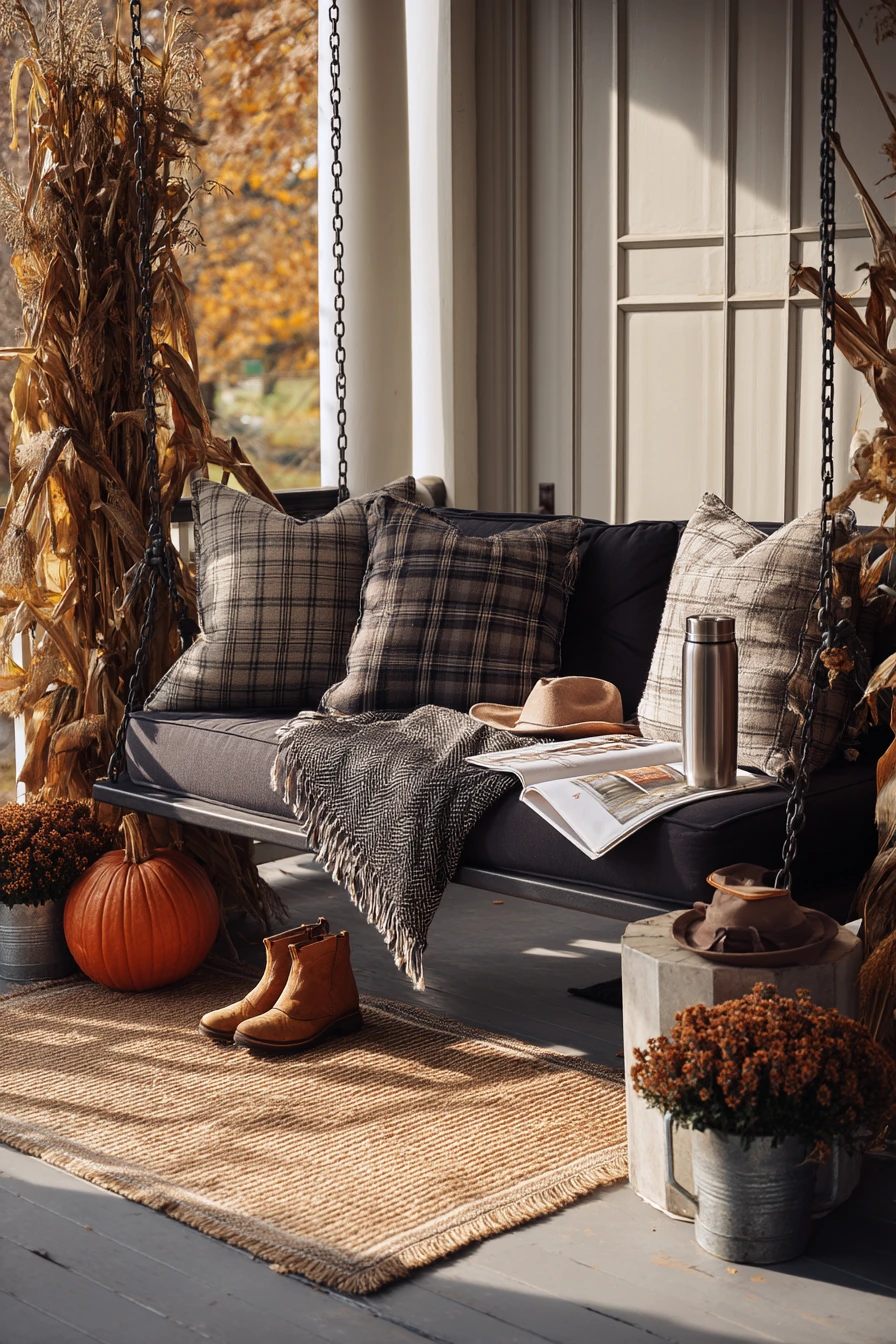 Seasonal Fall Porch Swing Moment