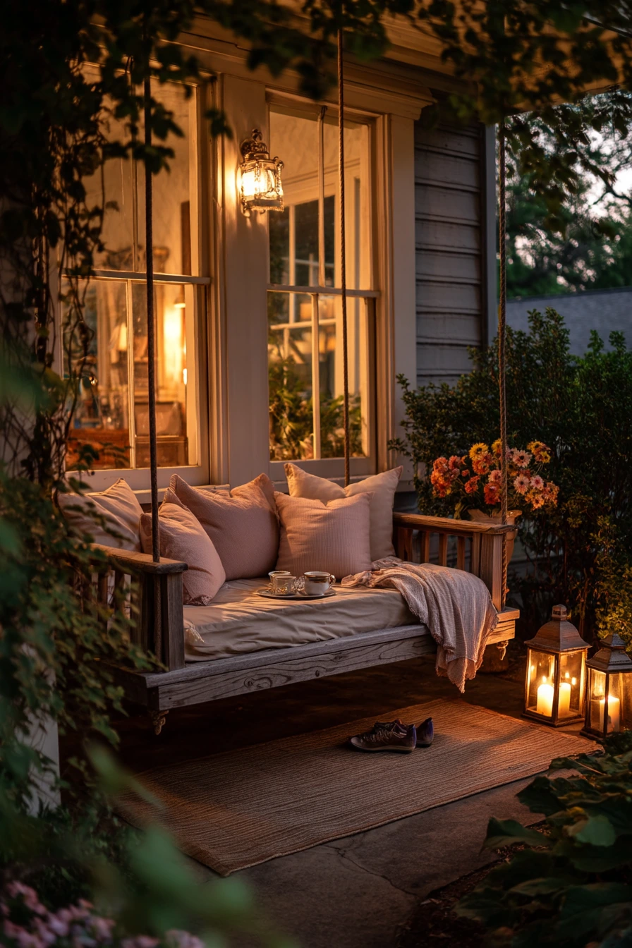 Romantic Porch Swing for Evening Visitors