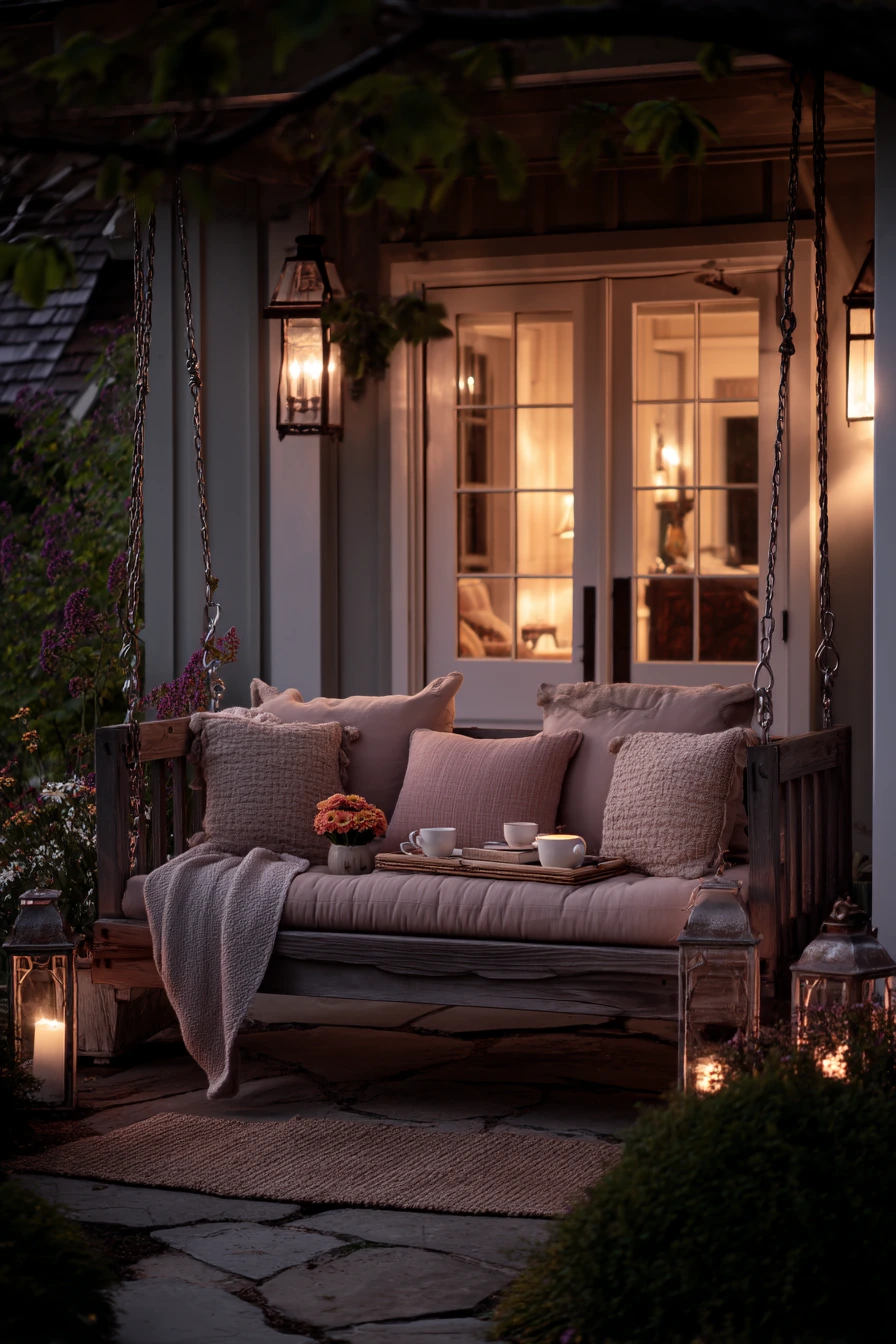 Romantic Porch Swing for Evening Visitors