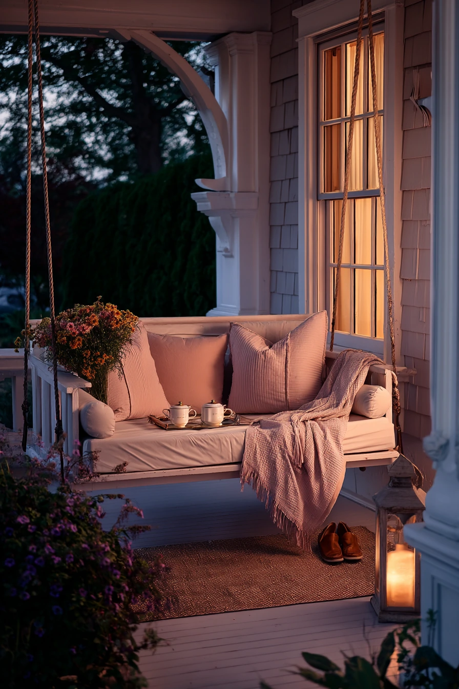 Romantic Porch Swing for Evening Visitors