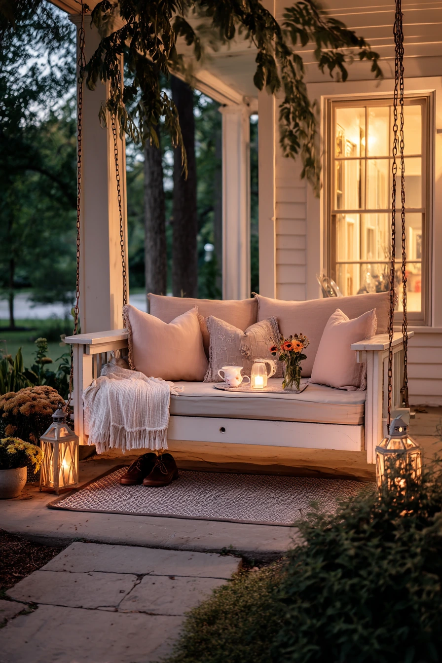 Romantic Porch Swing for Evening Visitors