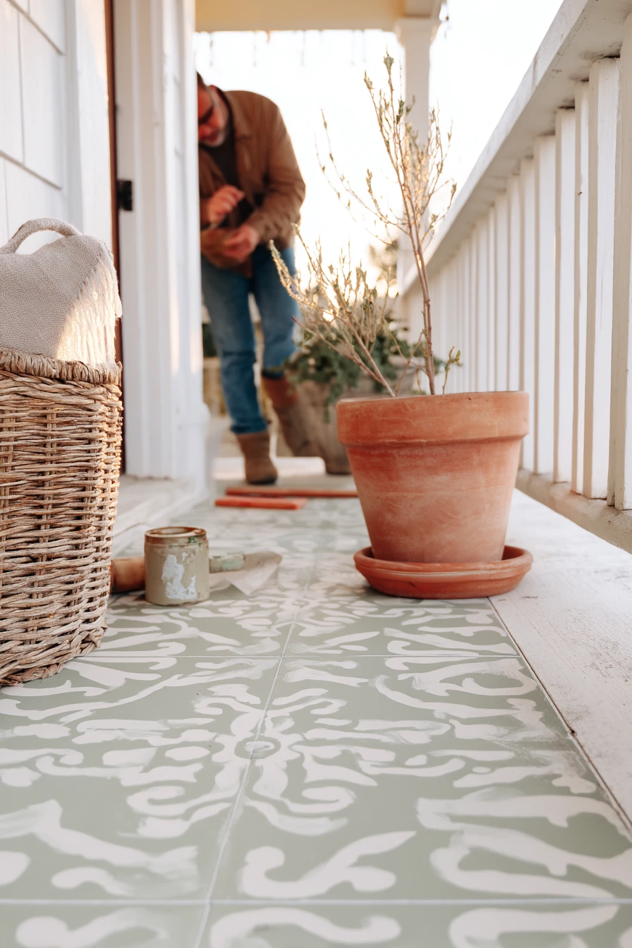 Budget-Friendly Painted Tile Porch Refresh