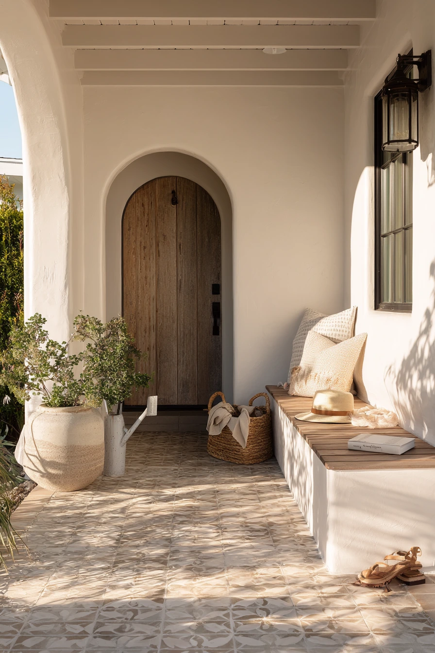 Mediterranean Porch with Sun-Worn Tile