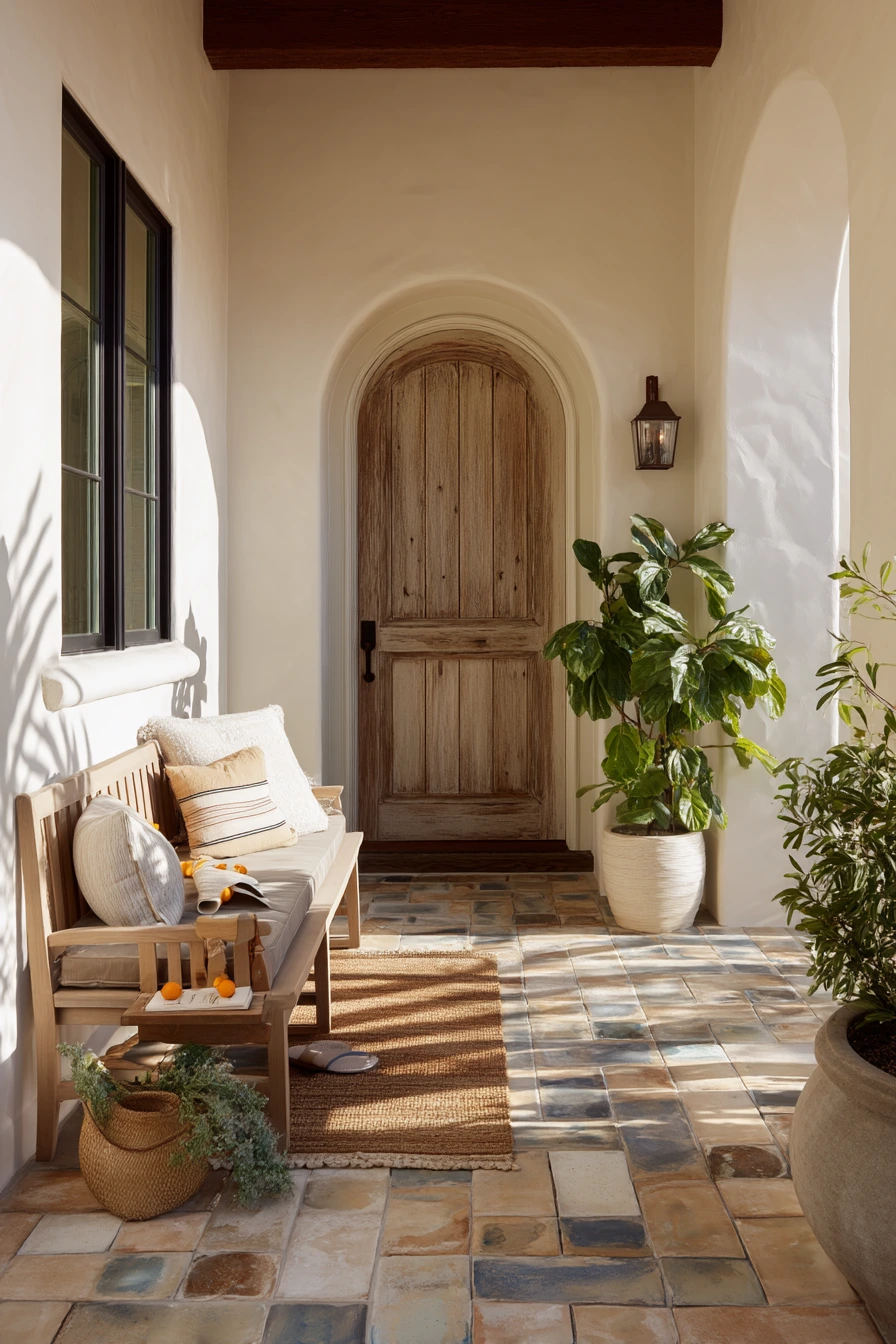 Mediterranean Porch with Sun-Worn Tile