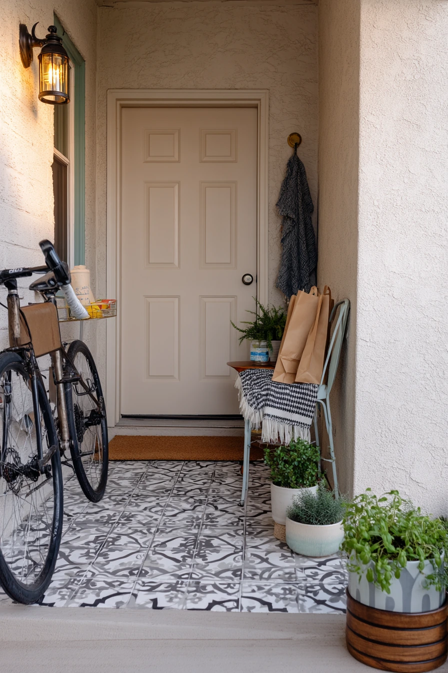 Renter Porch with Peel-and-Stick Tile Look