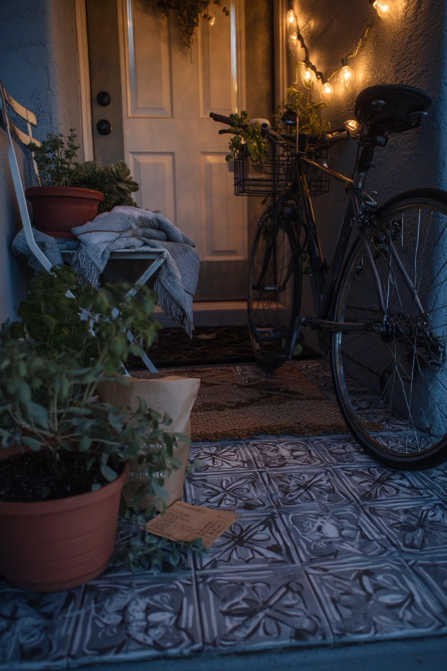 Renter Porch with Peel-and-Stick Tile Look
