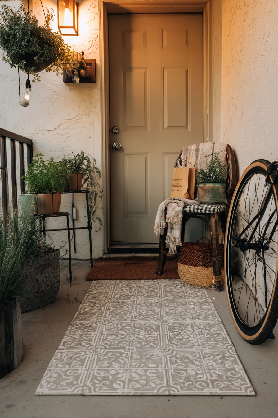 Renter Porch with Peel-and-Stick Tile Look