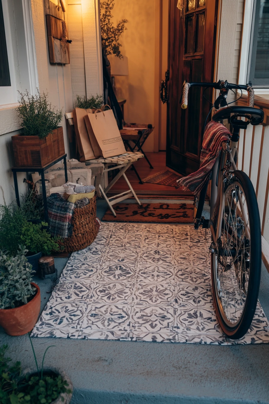 Renter Porch with Peel-and-Stick Tile Look