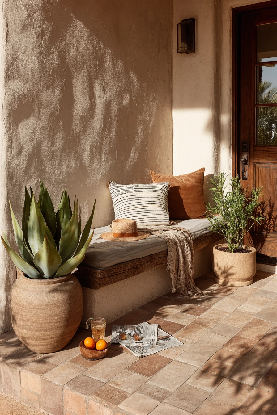 Desert Porch with Warm Stone Tile