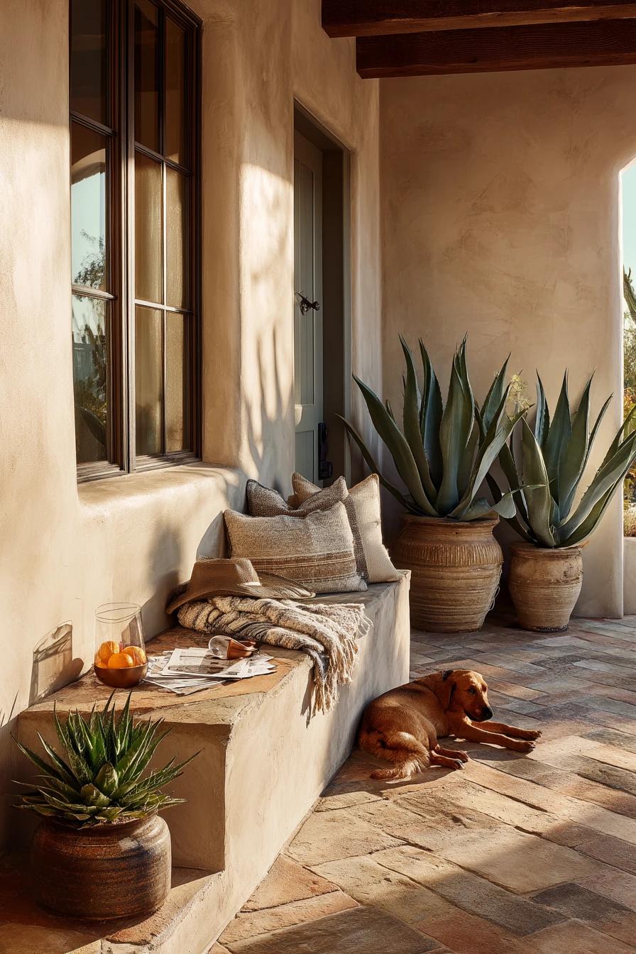 Desert Porch with Warm Stone Tile