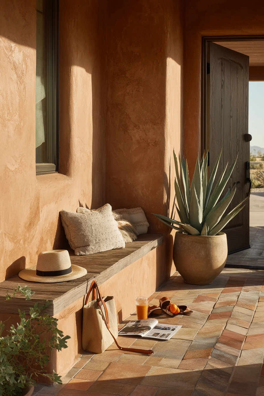 Desert Porch with Warm Stone Tile