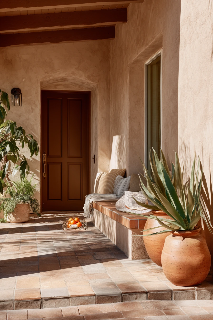 Desert Porch with Warm Stone Tile