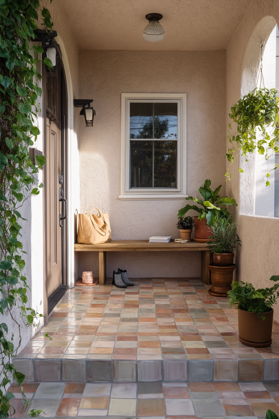 Front Porch Tile Ideas with a Collected, Real-Life Finish