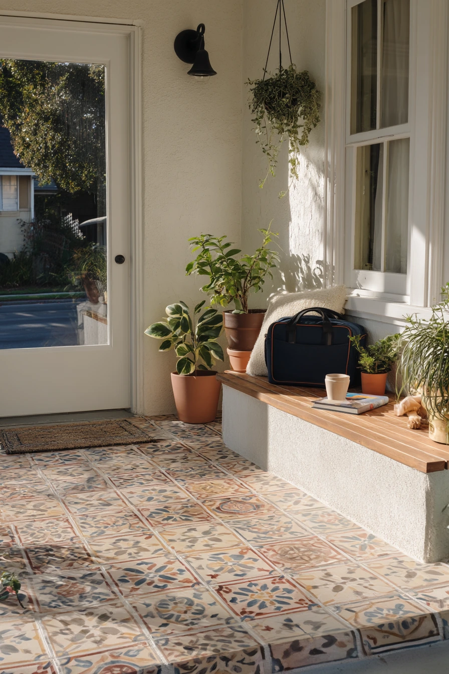 Front Porch Tile Ideas with a Collected, Real-Life Finish