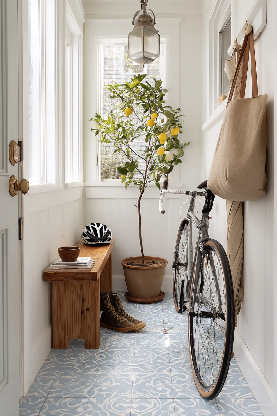 Small Porch, Patterned Tile, Big Impact