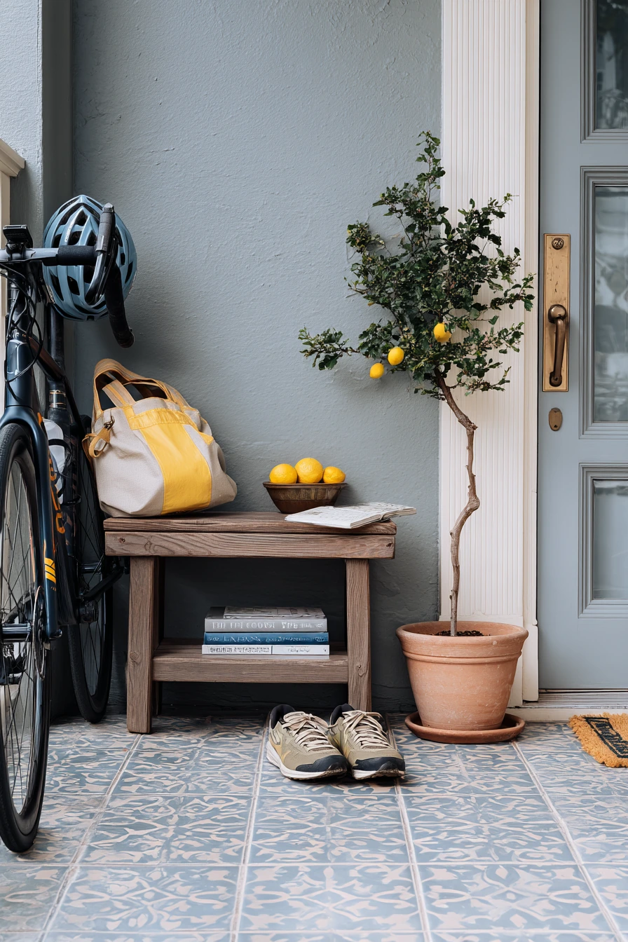 Small Porch, Patterned Tile, Big Impact