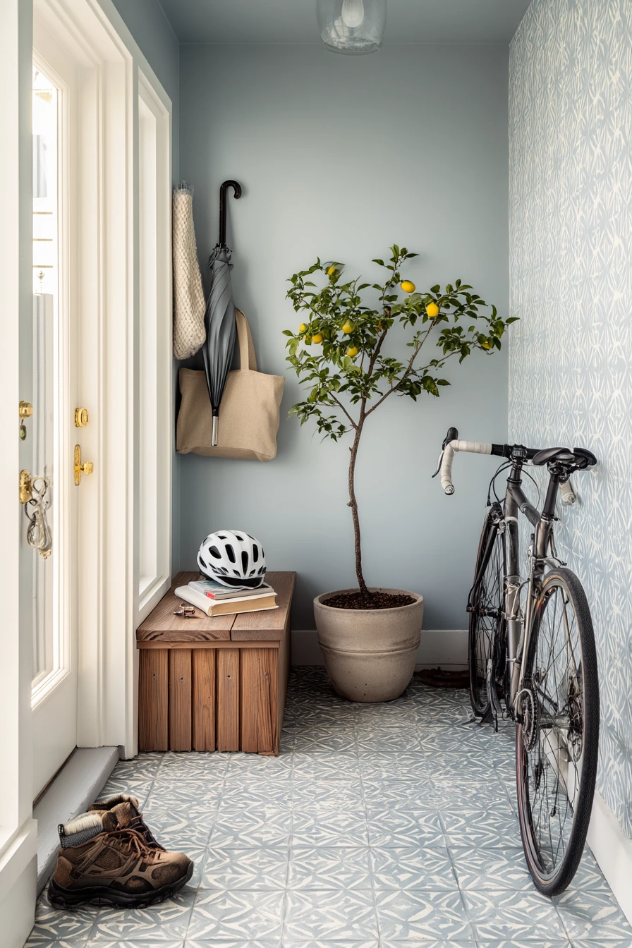 Small Porch, Patterned Tile, Big Impact