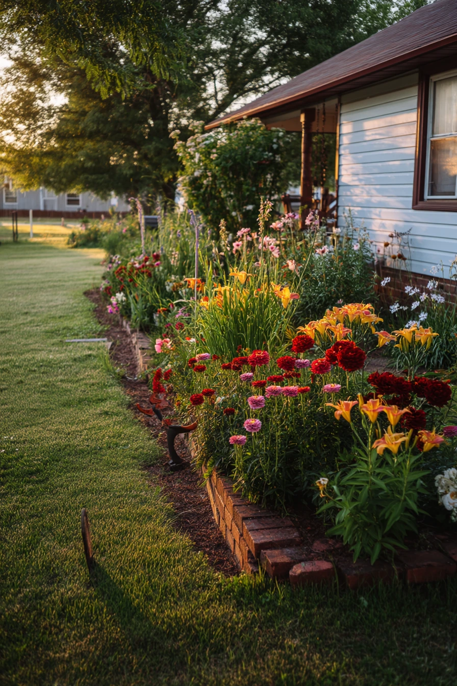 Budget Flower Bed Made from Repurposed Edging