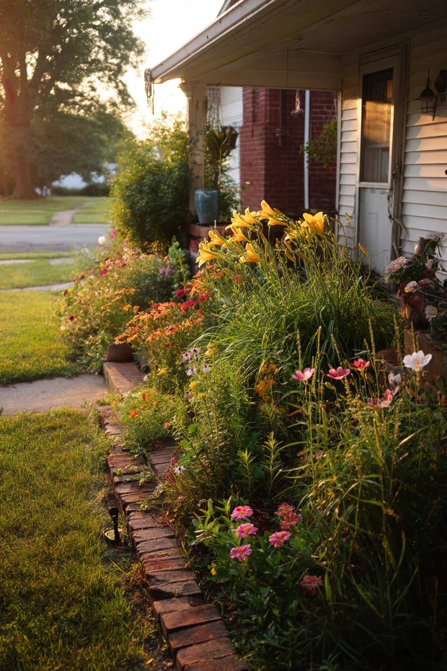 Budget Flower Bed Made from Repurposed Edging