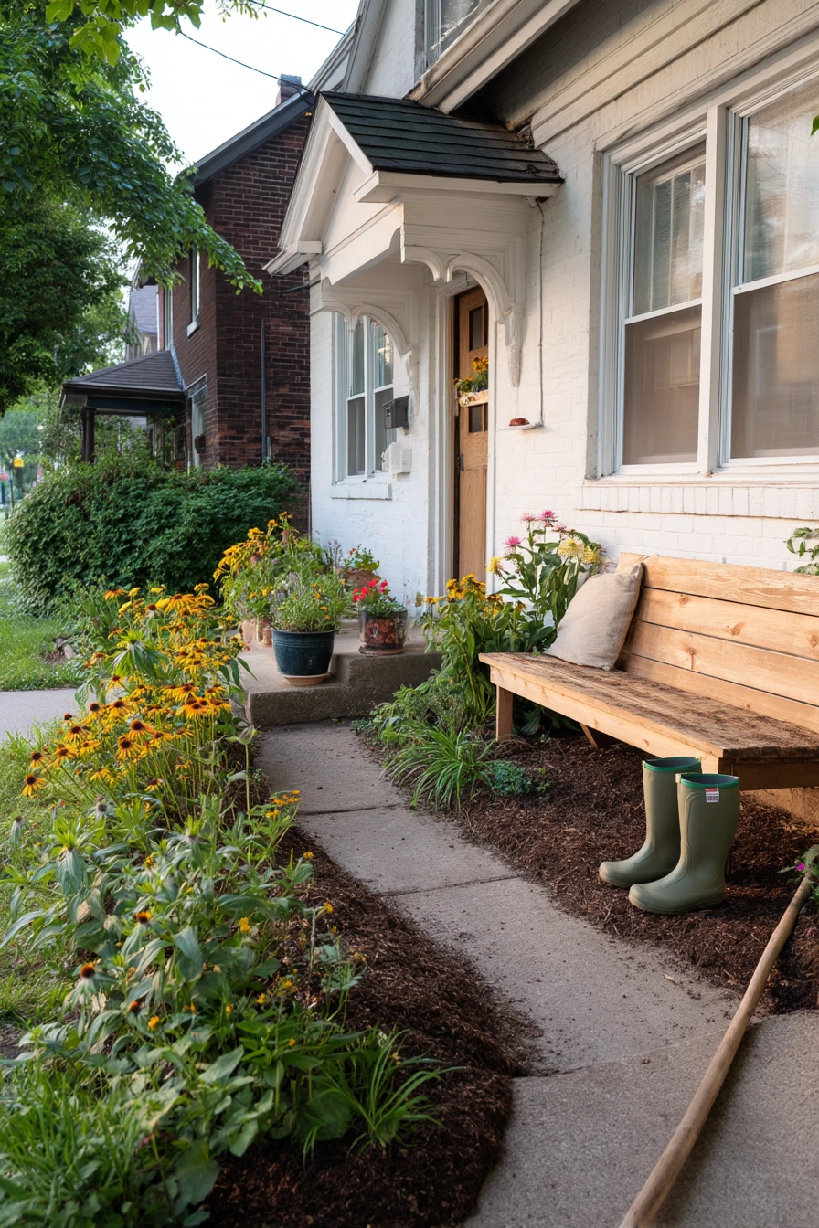 Curb-Appeal Flower Bed Around a Small Porch