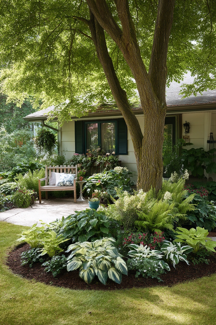 Front Bed That Works Around an Old Tree