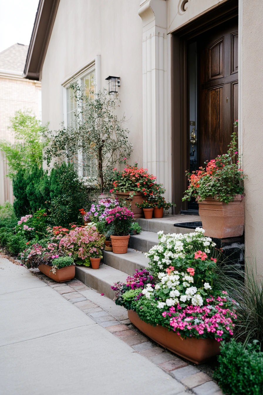 Renter-Friendly Flower Bed Along a Front Walk